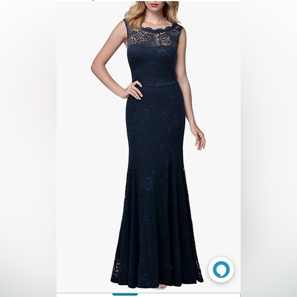Lace Navy blue full length dress - Picture 5 of 5